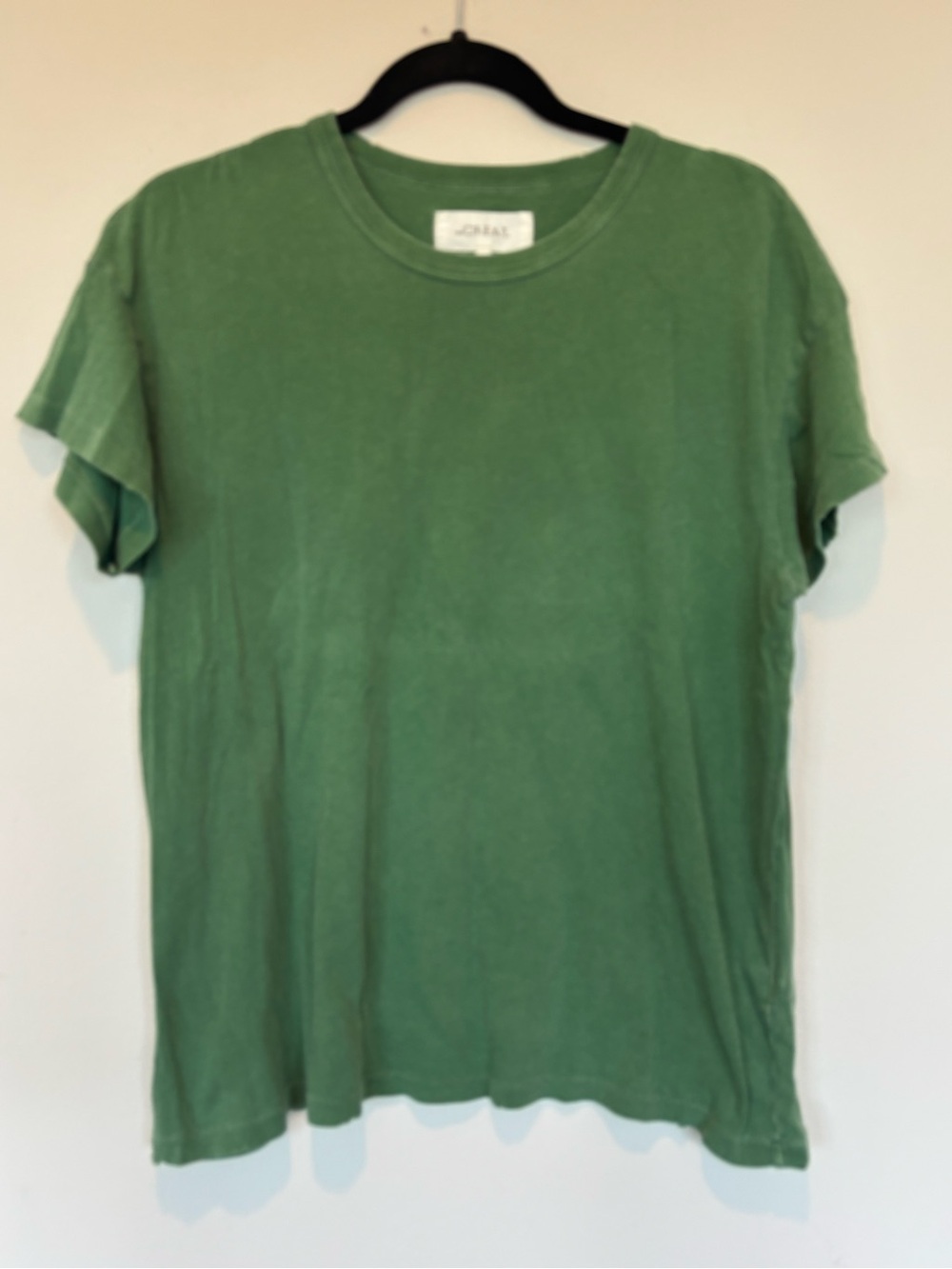THE GREAT. Short Sleeve Boxy Crewneck Tee - Sage Green
